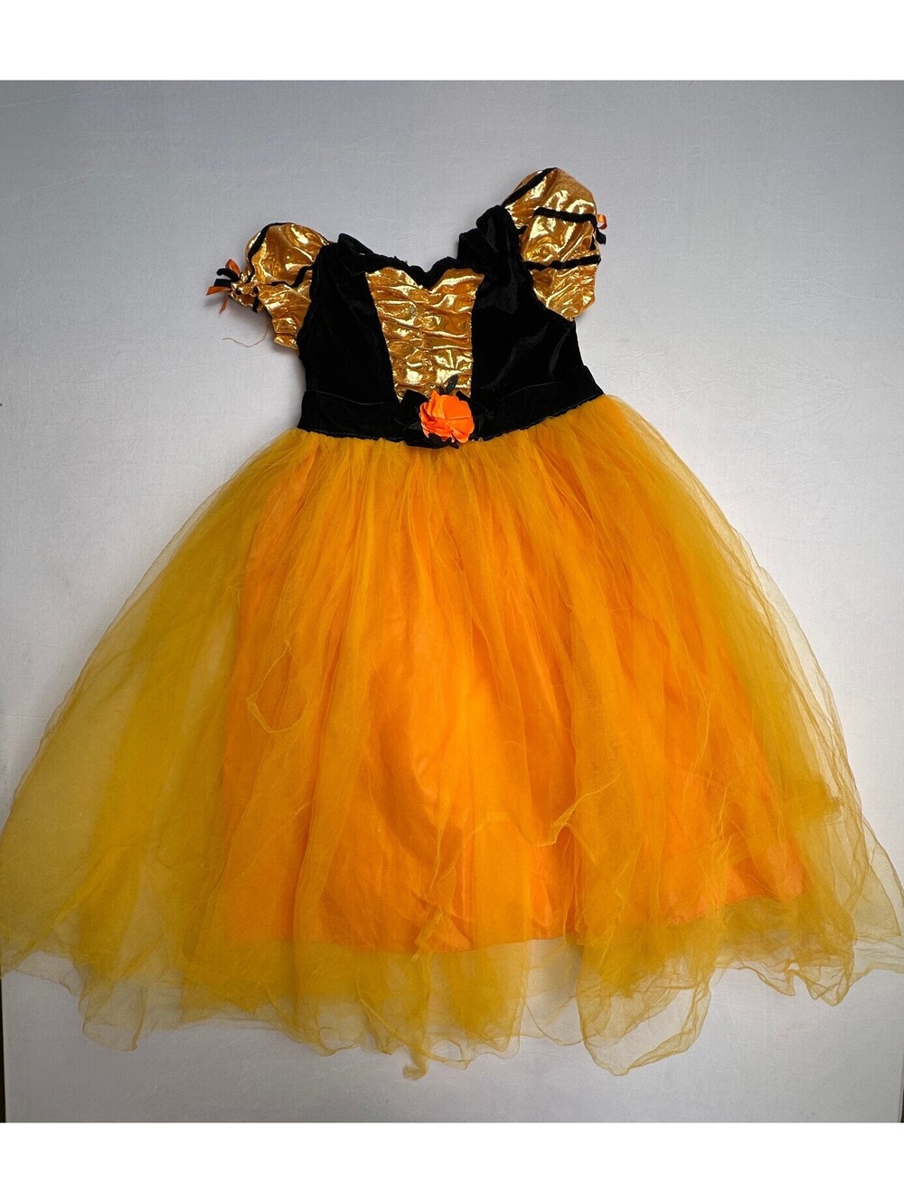 Girls Halloween Witch Costume Dress Orange Black Size 4-5T